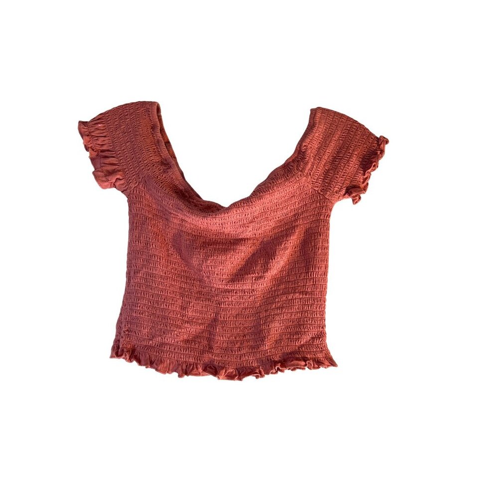 Essentials Girls Top Cropped Cinched Orange Size M